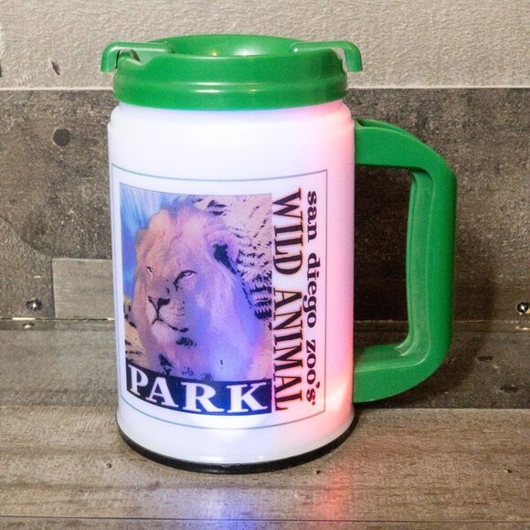 SAN DIEGO ZOO WILD ANIMAL PARK LIGHT UP CUP W/ LID WORKS VINTAGE RETRO MUG - Picture 9 of 9